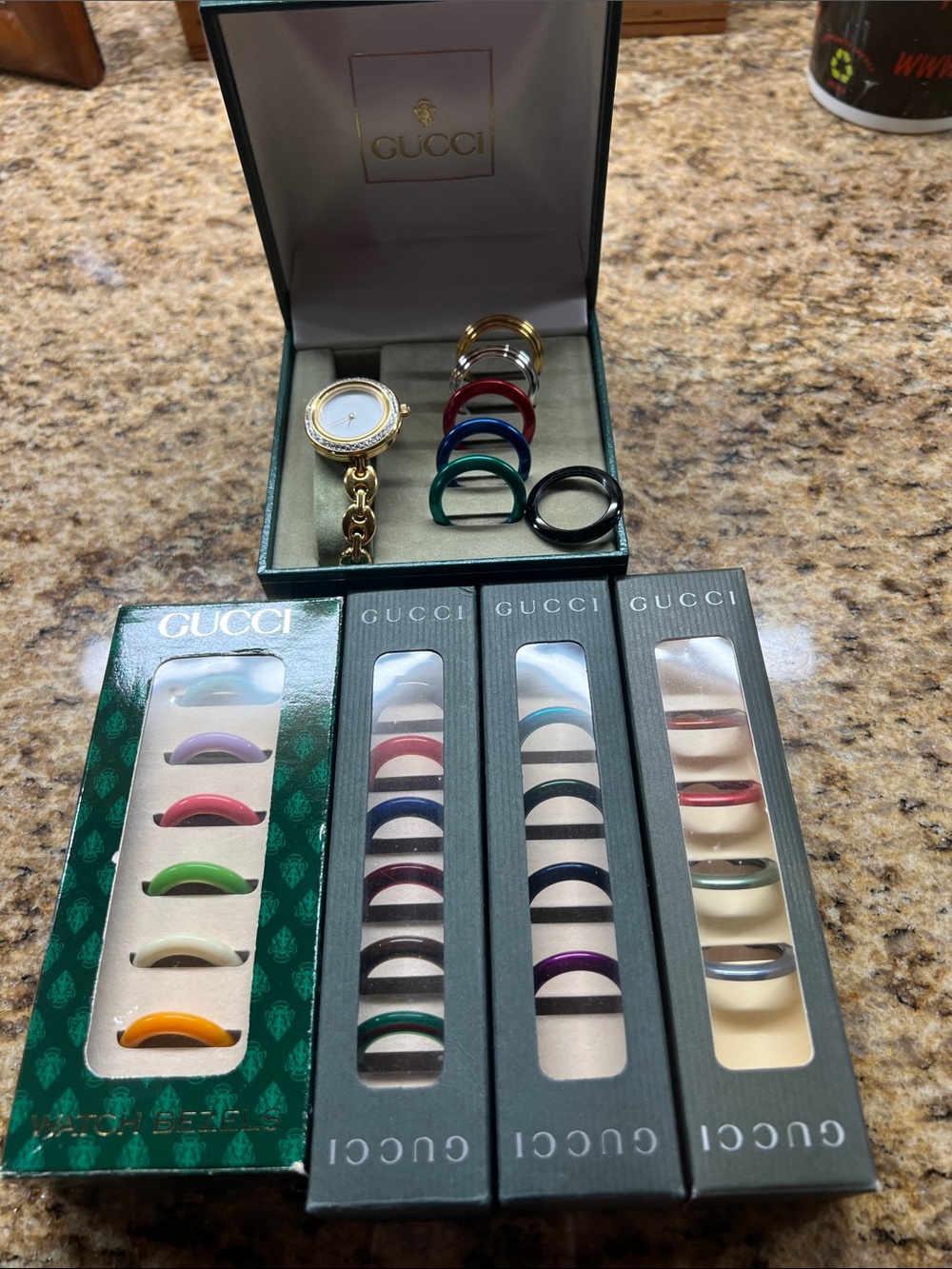 Gucci Gold Tone Women's Watch with Interchangeable Colored Bezels - Picture 3 of 5